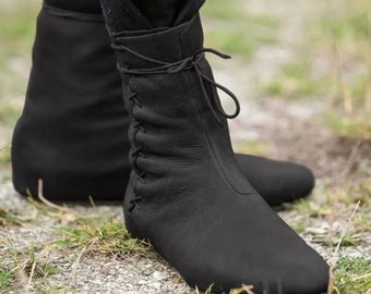 Bottes de cosplay de chevalier médiéval | Chaussures à lacets en cuir | Bottes en cuir Renaissance Fair pour hommes | Chaussures de cosplay médiévales | Chaussures médiévales Bottes