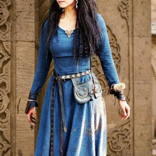 Women's Medieval Renaissance Maxi Dress - Long Sleeve Celtic Inspired Floor Length Dress In Soft Rayon