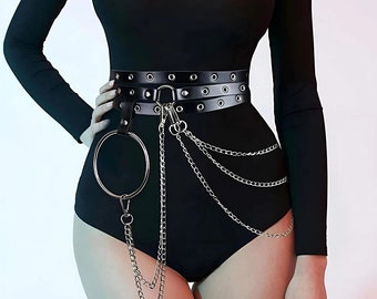 Elevate Your Style with Our Leather Chain Belt - Unique and Versatile Accessory