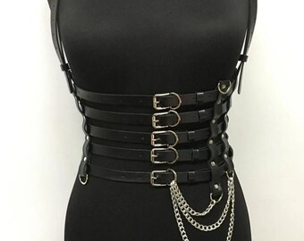 Elevate Your Style with 5-Row Chain Detail Chic Leather Belt