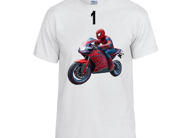 Spiderman motorcykel-t-shirt för barn och vuxna, Spider-Man.