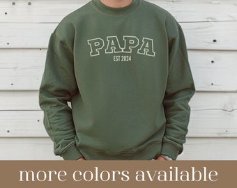 Custom Papa Est Sweatshirt, Birth Gift, Personalized Papa To Be Gift,Babyshower Gift, Pregnancy Announcement, Fathersday Gift, New Dad Gift