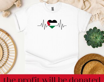Free Palestine Unisex Shirt, Heartbeat Shirt, Statement Shirt, Free Gaza, Support Palestina Shirt, Activist Shirt, Watermelon Shirt