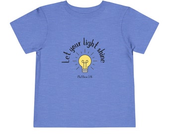 Christian Shirt for Kids Let Your Light Shine Toddler Short Sleeve Tee
