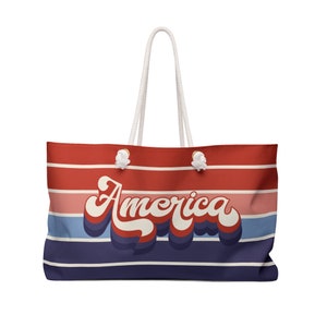 America Red White and Blue USA Tote Weekender Bag