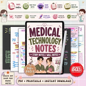 Medical Technology Wall Notes | MedTech Study Guide Posters | Laboratory Essentials Review | Printable MedTech PDF