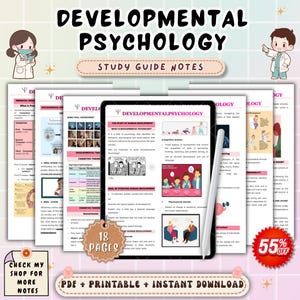 Apuntes de Psicología del Desarrollo / Guía de Estudio del Desarrollo Humano / Repaso de Psicología del Ciclo Vital / PDF Imprimible