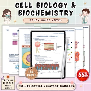 Apuntes de enfermería de biología celular y bioquímica / Guía de estudio de procesos celulares / Repaso de ciencias A&P / NCLEX de enfermería (PDF)