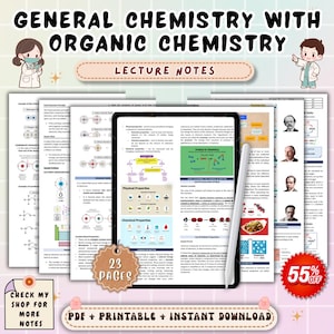 General & Organic Chemistry Study Notes | Nursing Chemistry Study Guide | Basic Chemistry Review | Printable PDF