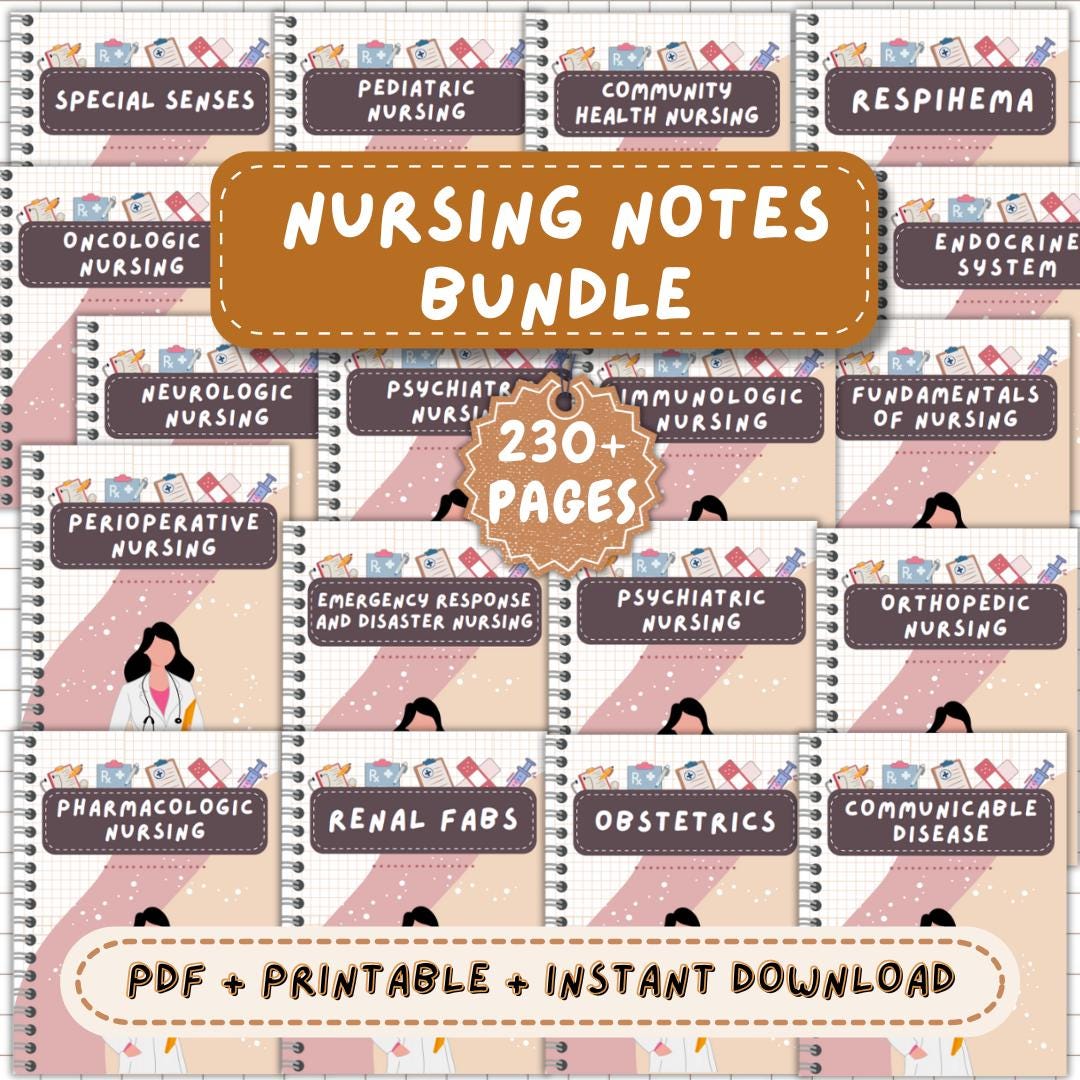 Nures Notes.pdf Digital Nursing Notes Bundle: Study Guide Medical Notes (PDF Download ...