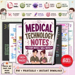 Medical Technology Wall Notes | MedTech Study Guide Posters | Laboratory Essentials Review | Printable MedTech PDF