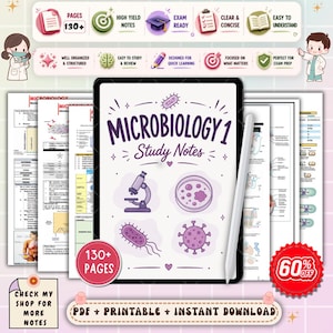 Apuntes de Microbiología 1 en PDF / Material de estudio para estudiantes de enfermería, tecnología médica y medicina / Apuntes para la preparación de exámenes / Descarga instantánea