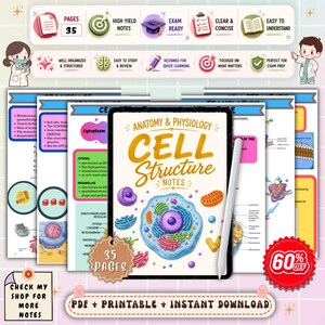 Cell Structure Study Notes | Anatomy & Physiology Cellular Biology Guide | Nursing School Review | NCLEX Biology Notes PDF