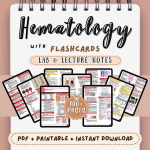 Hematology Laboratory & Lecture Notes with Flashcards Medical Technology Notes Printable Summary of MedTech Transes Study Guide Study Notes