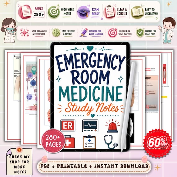 Emergency Room Nursing Study Notes | ER Medicine Quick Review Guide | Nursing School Exam Prep | Clinical Nursing Notes PDF