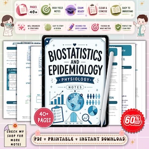 Biostatistics & Epidemiology Nursing Notes | Public Health Research Study Guide | Nursing Statistics Review | NCLEX Nursing PDF