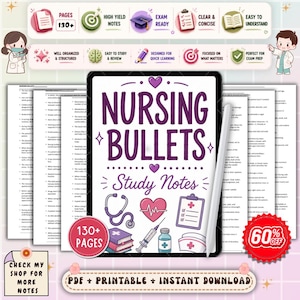 Nursing Quick Review Bullet Notes | Nursing Study Guide Summary | NCLEX Rapid Revision Notes PDF