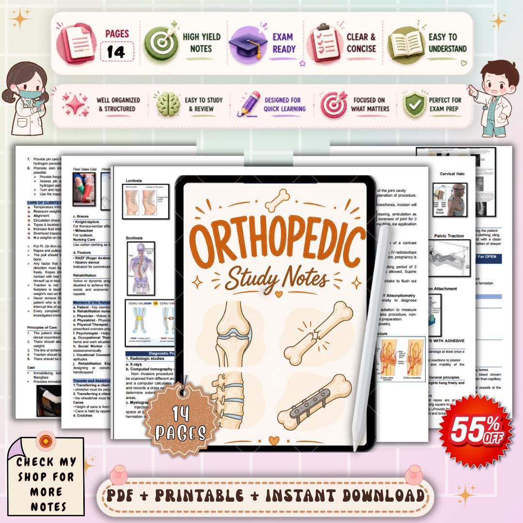 Orthopedic Notes.pdf Orthopedic Nursing Study Notes | Musculoskeletal Disorders Guide | Med ...