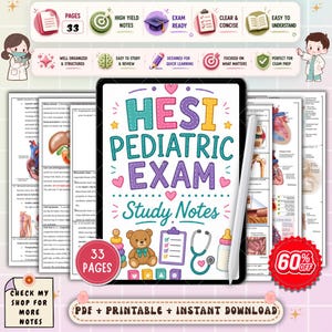HESI Pediatric Nursing Study Guide | Pediatric Nursing Exam Practice | NCLEX Child Health Review | Nursing Notes PDF
