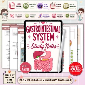 Gastrointestinal System Nursing Notes | GI Anatomy & Physiology Study Guide | Digestive System Review | NCLEX Nursing PDF