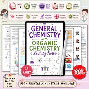 General & Organic Chemistry Study Notes | Nursing Chemistry Study Guide | Basic Chemistry Review | Printable PDF