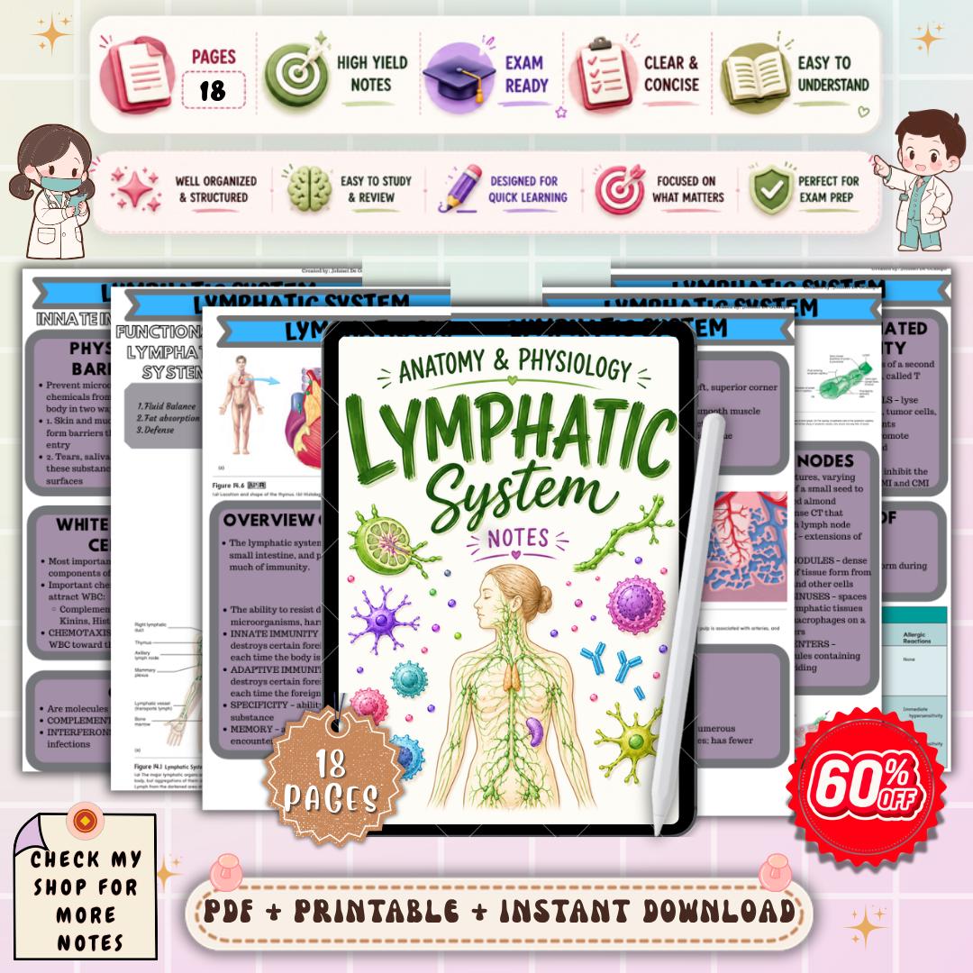 Lymphatic System Anatomy and Physiology Notes | Immune System Study ...