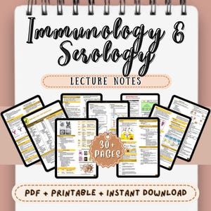 Immunology and Serology Lecture Notes Medical Technology Notes Printable Summary of MedTech Transes School Study Guide Study Notes PDF
