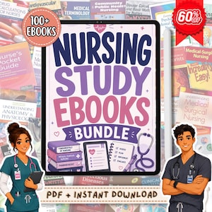 E-bokspaket för omvårdnadsstudier | Komplett samling omvårdnadsanteckningar | NCLEX Prep digitalt bibliotek | PDF-paket för sjuksköterskestudenter