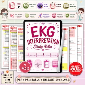 EKG Interpretation Nursing Notes | ECG Rhythm Analysis Study Guide | Cardiac Monitoring Review | Nclex Nursing PDF