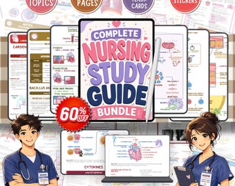 Vollständige Nursing Studie Notizen Mega Bundle | NCLEX Prep Lernpaket | Krankenpflegeschule Bewertung Bundle | Schülerin PDF Sammlung