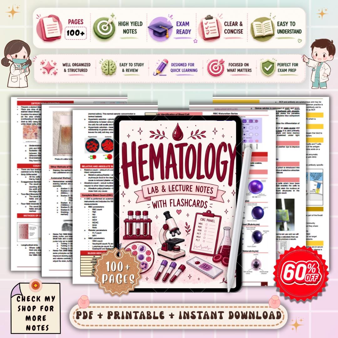 Hematology Notes & Flashcards | Medical Technology Study Guide | Blood ...