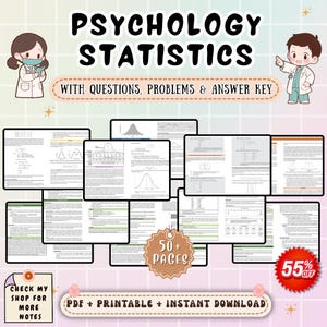 Psychologie Statistieken Studienotities | Studiegids psychologische statistiek | Beoordeling onderzoeksmethoden | Afdrukbare pdf