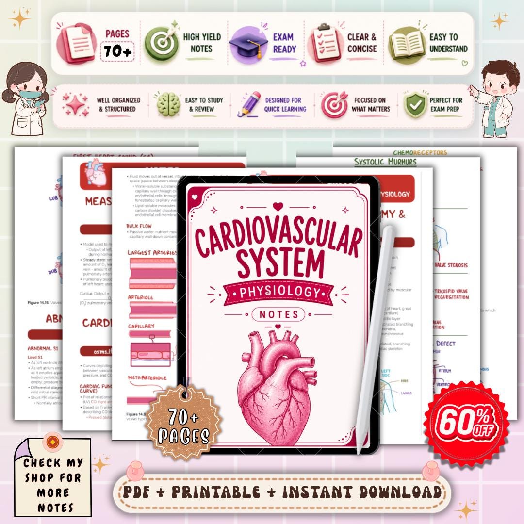 Cardiovascular Physiology Nursing Notes | Heart Function Study Guide ...