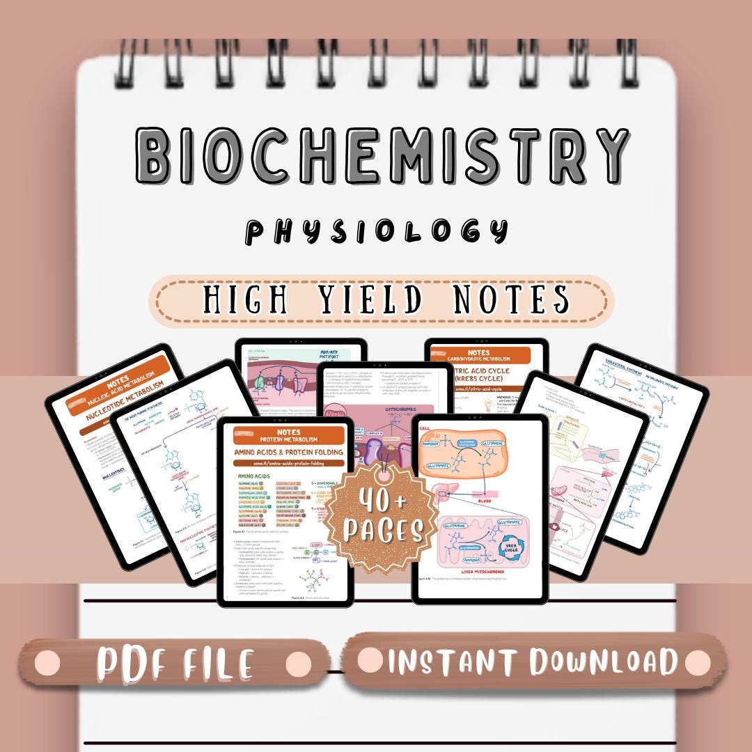Biochemistry-physiology Digital Study Guide Nursing Notes Printable ...