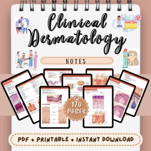 Clinical Dermatology Study Guide Notes Printable Nursing Notes Digital Nursing School Notes PDF Nursing Essentials Instant Download NCLEX