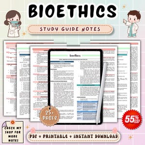 Bioethics Nursing Study Notes | Nursing Ethics & Professional Practice Guide | Nursing School Exam Review | PDF