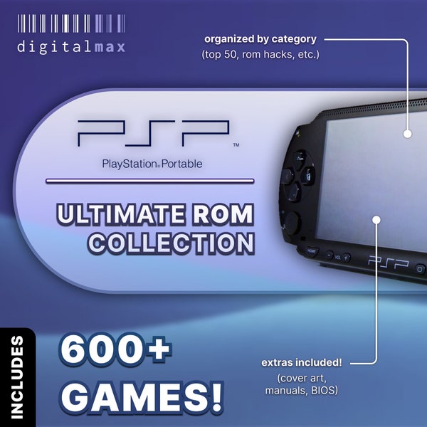 Sony PSP 600+ Games Rom Collection Complete Entire Library Full Set of Roms for Emulator or Modded Handheld Games for PlayStation Portable
