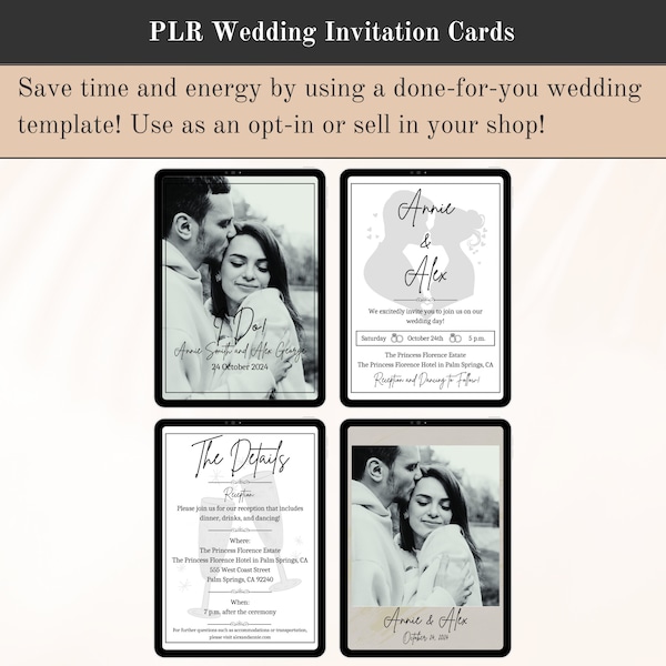 PLR Wedding Invitation, PLR Wedding, PLR Digital Products, Edit In Canva, Done For Your Wedding Template