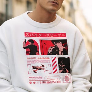Retro Space Anime-Inspired Sweater - 90s Anime Aesthetic Pullover, Fantasy Sweatshirt, Japanese Fashion Crewneck Sweatshirt