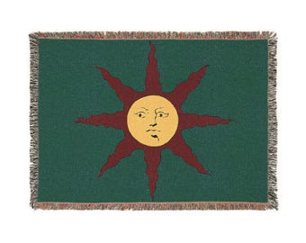 Dark Fantasy Sun Emblem Woven Blanket - Soft and Durable Throw for Gamers and Fans