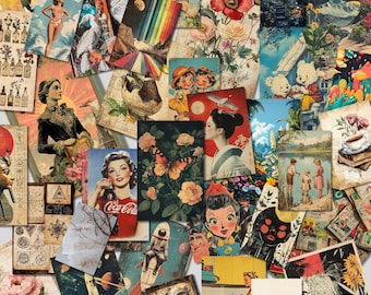 100 pc Vintage Ephemera Bundle: Collage, Scrapbook, and Junk Journal (Digital Download)