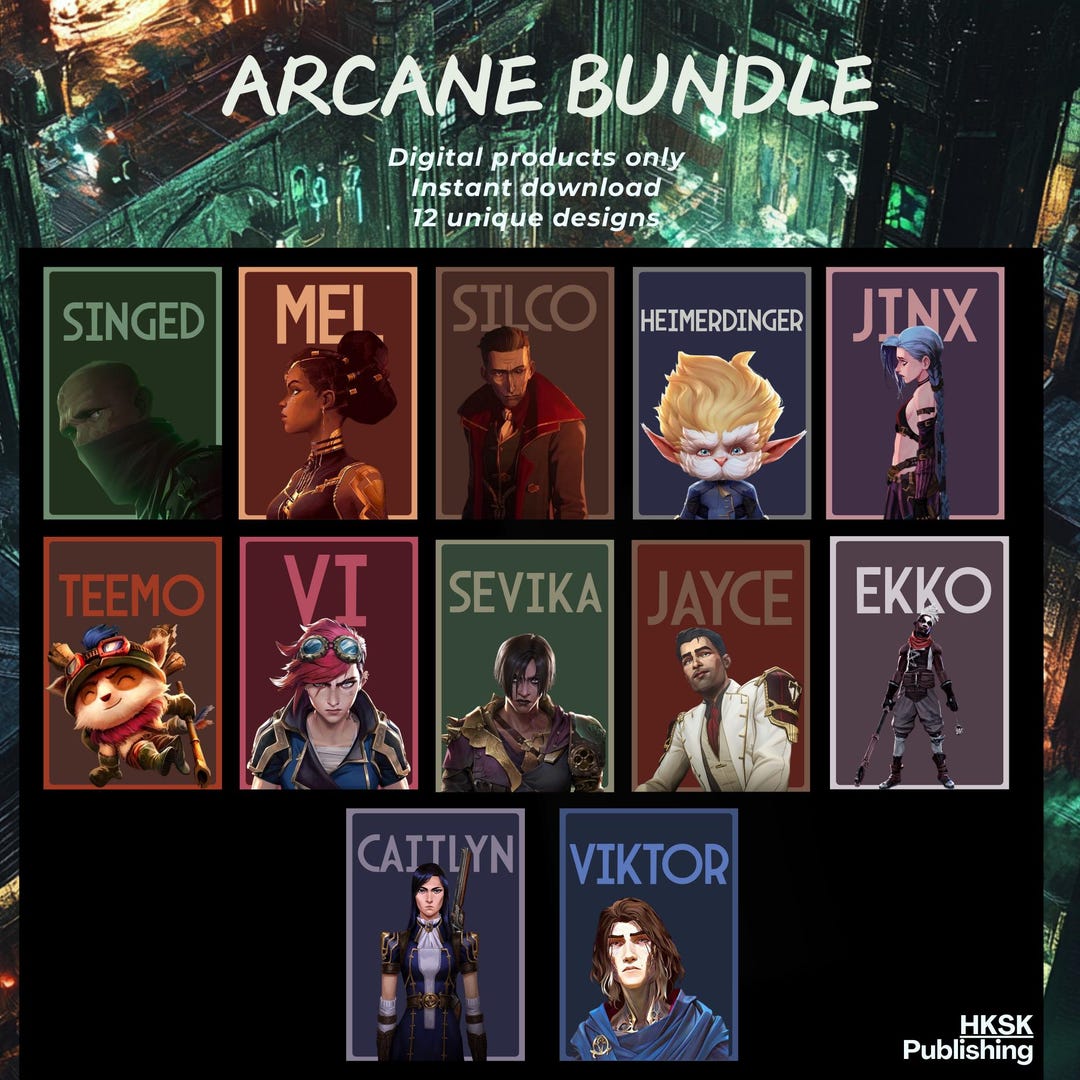 Arcane League of Legends Poster Set: Character Art Prints (digital ...
