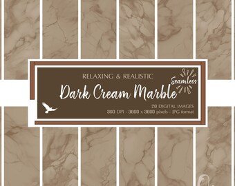 Dark Cream Marble Realistic & Relaxing Digital Paper - Soft Texture Backgrounds - Instant Bargain Sale Digital Download for Commercial Use
