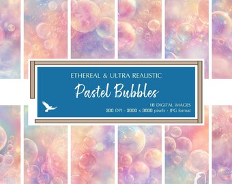 Ethereal & Ultra Realistic Pastel Bubbles - Colorful Fantasy Backgrounds - Bright Inspirational Art - Digital Download for Commercial Use