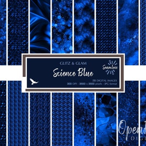Science Blue Glitz & Glam Digital Paper - Bright Dark Blue Texture Backgrounds - Instant Bargain Sale Digital Download for Commercial Use