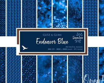Endeavor Blue Glitz & Glam Digital Paper - Bright Dark Blue Texture Backgrounds - Instant Bargain Sale Digital Download for Commercial Use