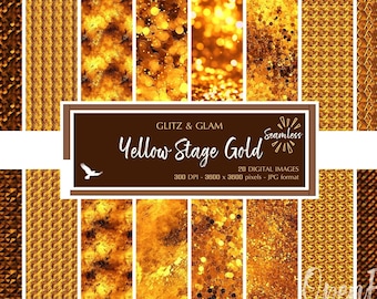 Yellow Stage Glitz & Glam Digital Paper - Bright Lovely Gold Texture Backgrounds - Instant Bargain Sale Digital Download for Commercial Use