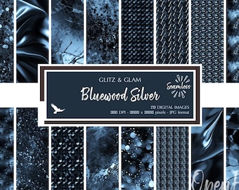 Bluewood Silver Glitz & Glam Digital Paper - Dark Silver Texture Backgrounds - Instant Bargain Sale Digital Download for Commercial Use