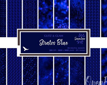 Stratos Blue Glitz & Glam Digital Paper - Bright Dark Blue Texture Backgrounds - Instant Bargain Sale Digital Download for Commercial Use