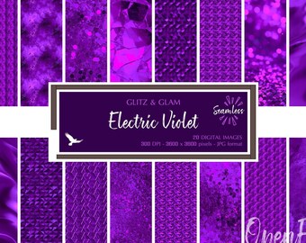 Electric Violet Glitz & Glam Digital Paper - Bright Purple Texture Backgrounds - Instant Bargain Sale Digital Download for Commercial Use